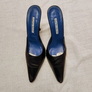 Charles David Black Leather Mules